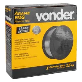 Arame MIG Aço Inox ER 316LSi Vonder — 15 kg — embalagem