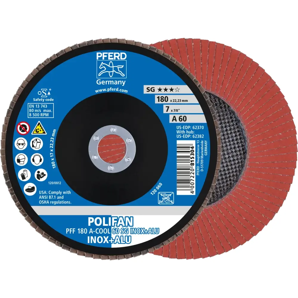 Disco Flap POLIFAN A-COOL SG INOX+ALU — PFERD, Hebron Ferramentas