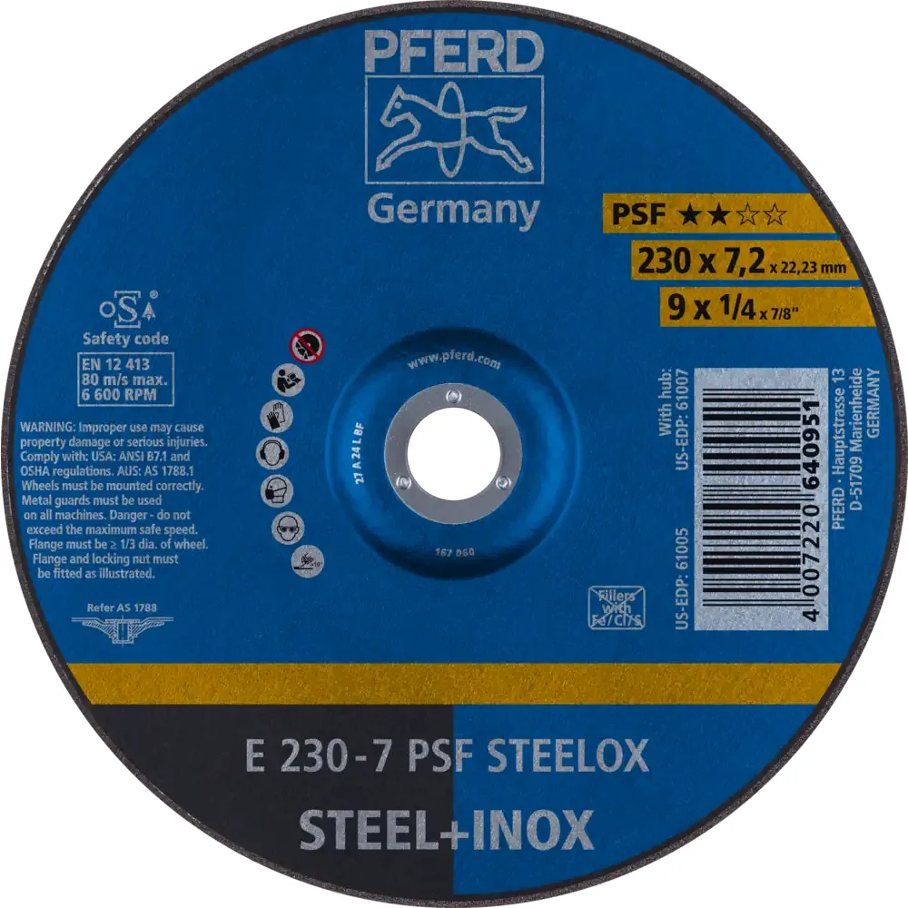Disco de Desbaste PFERD PSF STEELOX — PFERD, Hebron Ferramentas
