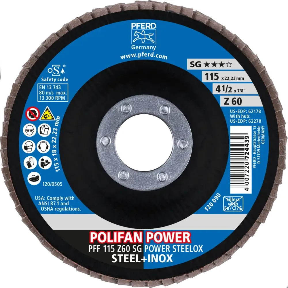 Disco Flap POLIFAN POWER SG STEELOX — PFERD, Hebron Ferramentas