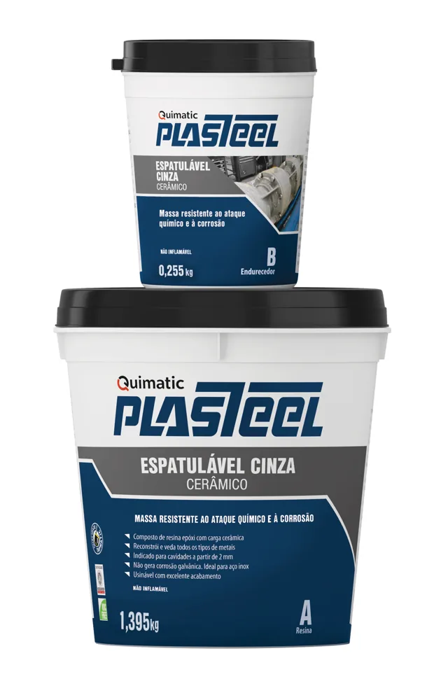 Plasteel Cerâmico Espatulável Cinza — Quimatic, Hebron Ferramentas