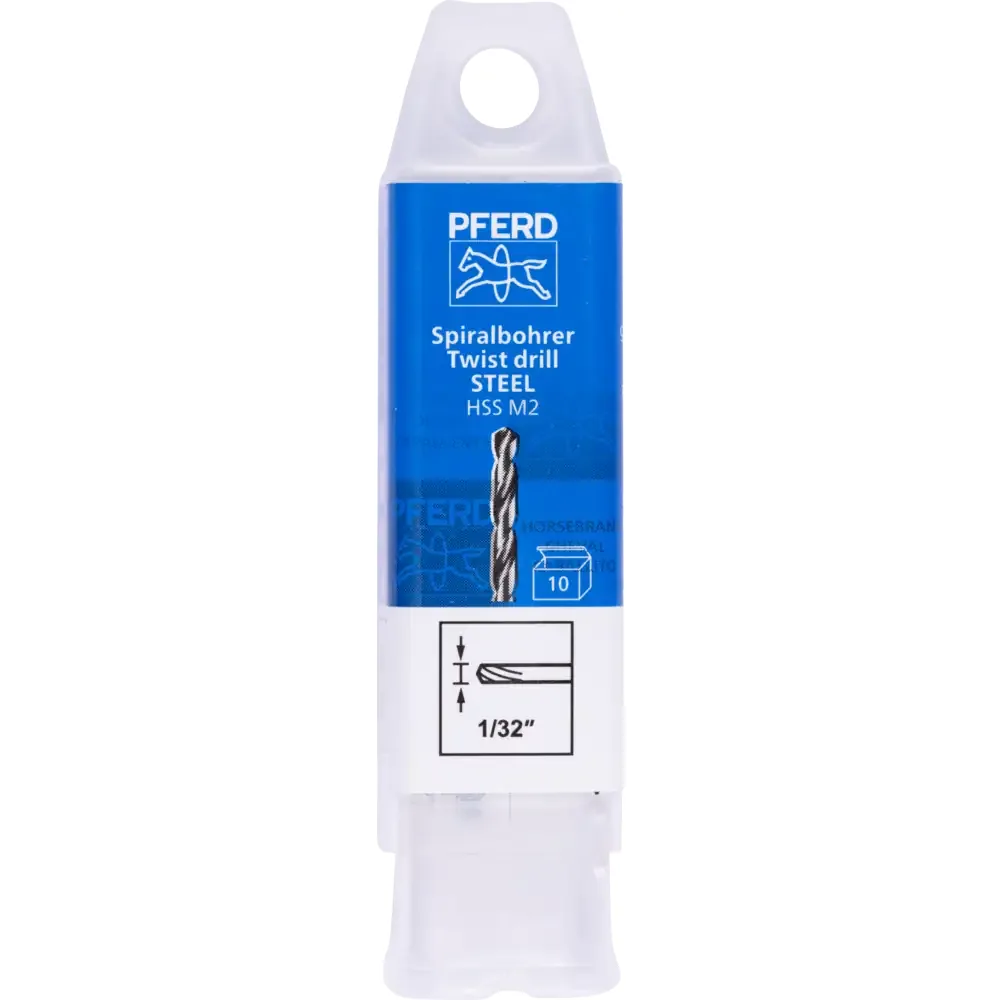 Broca Helicoidal PFERD DIN 338 STEEL — HSS-G, Polegadas — referência BROCAS SPB M2 1/32" STEEL