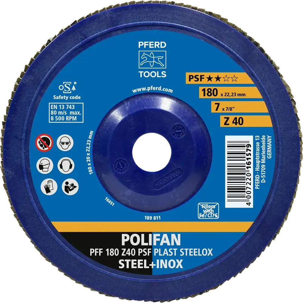 Disco Flap POLIFAN PSF PLAST STEELOX (costado de plástico) — PFERD, Hebron Ferramentas