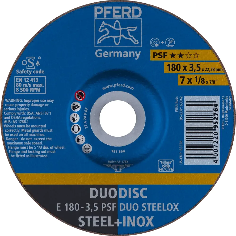 Disco Combinado PFERD DUODISC PSF STEELOX — PFERD, Hebron Ferramentas