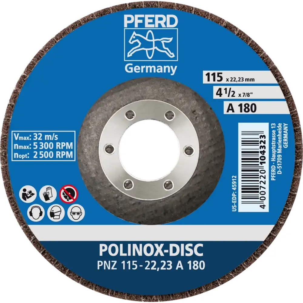 Discos POLINOX com Costado de Fibra — 115 mm — PFERD, Hebron Ferramentas