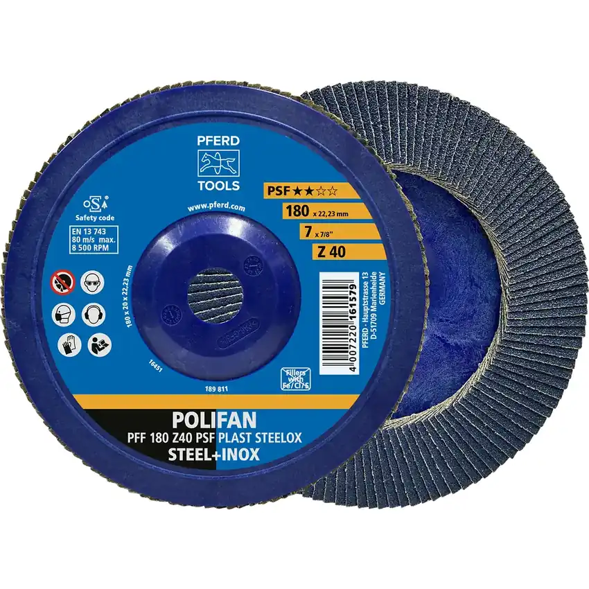 Disco Flap POLIFAN PSF PLAST STEELOX (costado de plástico) — PFERD, Hebron Ferramentas