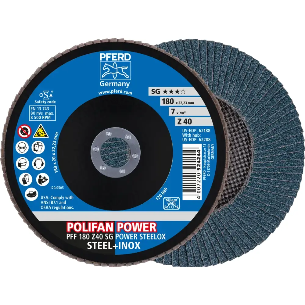 Disco Flap POLIFAN POWER SG STEELOX — PFERD, Hebron Ferramentas