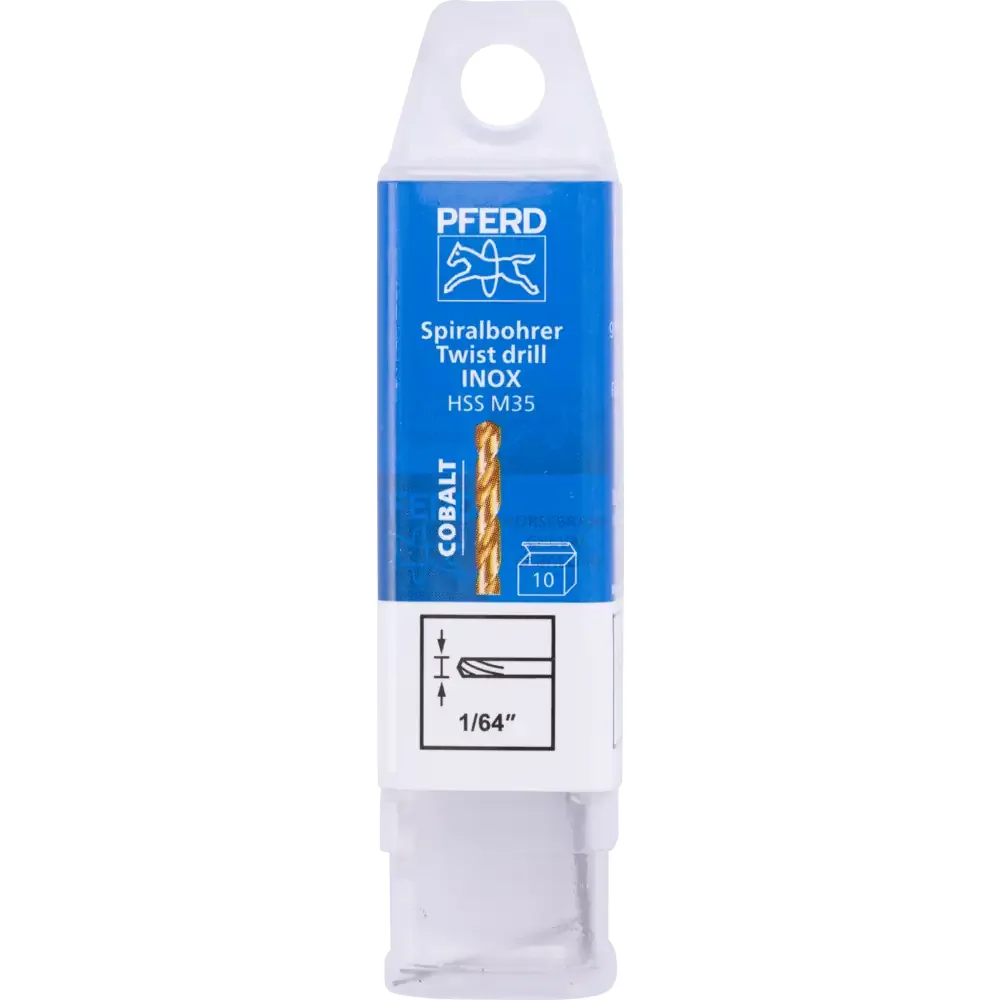 Broca Helicoidal PFERD DIN 338 INOX — HSS-E Co5, Polegadas — Hebron Ferramentas