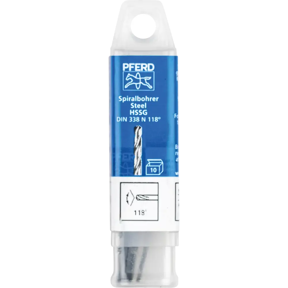 Broca Helicoidal PFERD DIN 338 STEEL — HSS-G, Métrica — referência BROCAS SPB DIN338 HSSG N 1,0 STEEL