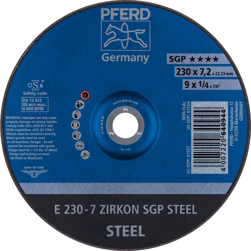 Disco de Desbaste PFERD ZIRKON SGP STEEL — PFERD, Hebron Ferramentas